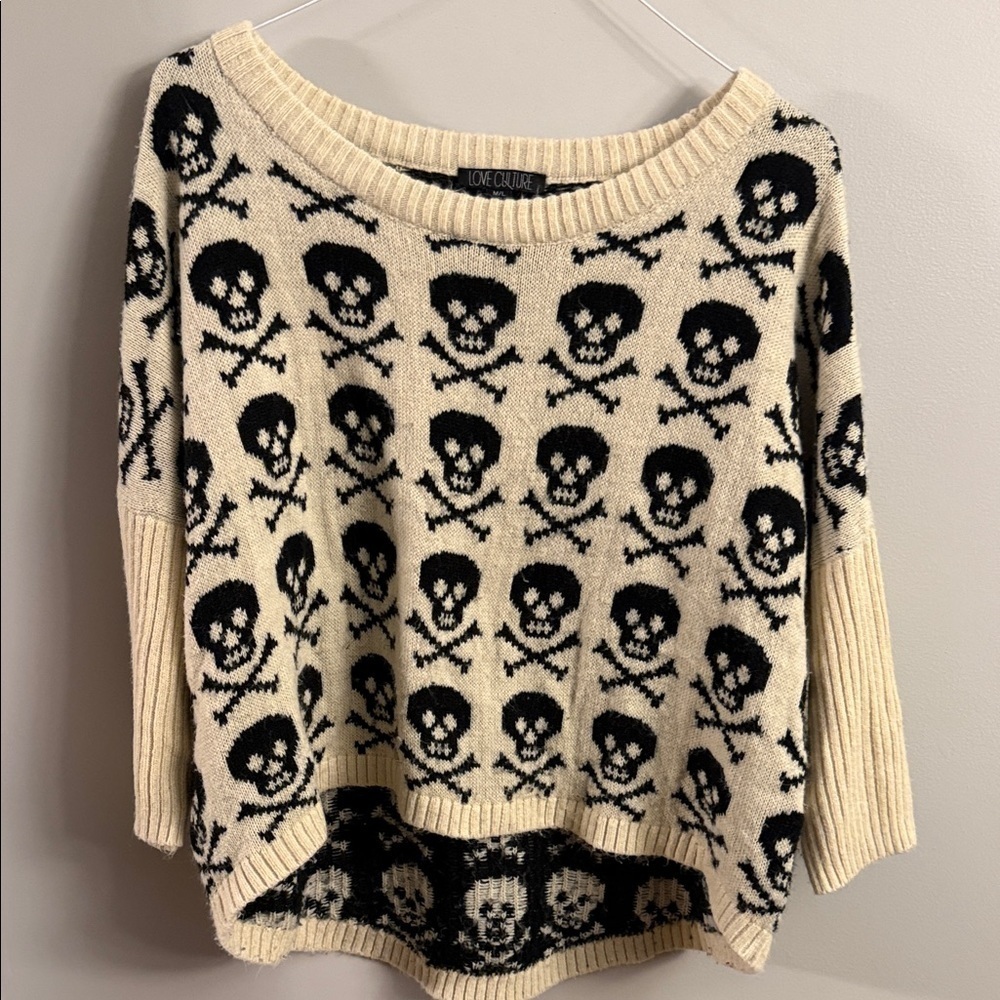 Love Culture Black and Cream Skull Sweater